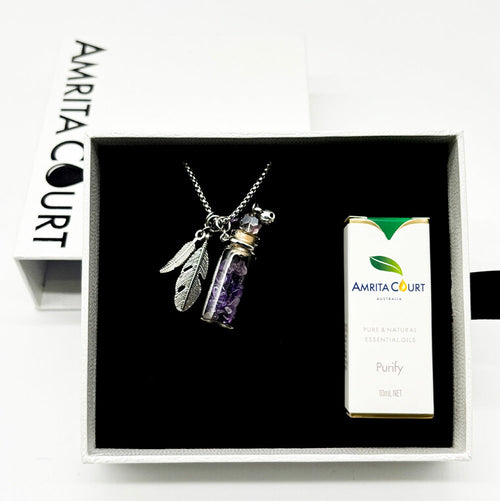Amethyst Diffuser Necklace | Aroma Jewelry | Energy & Healing | Diffusing on the go