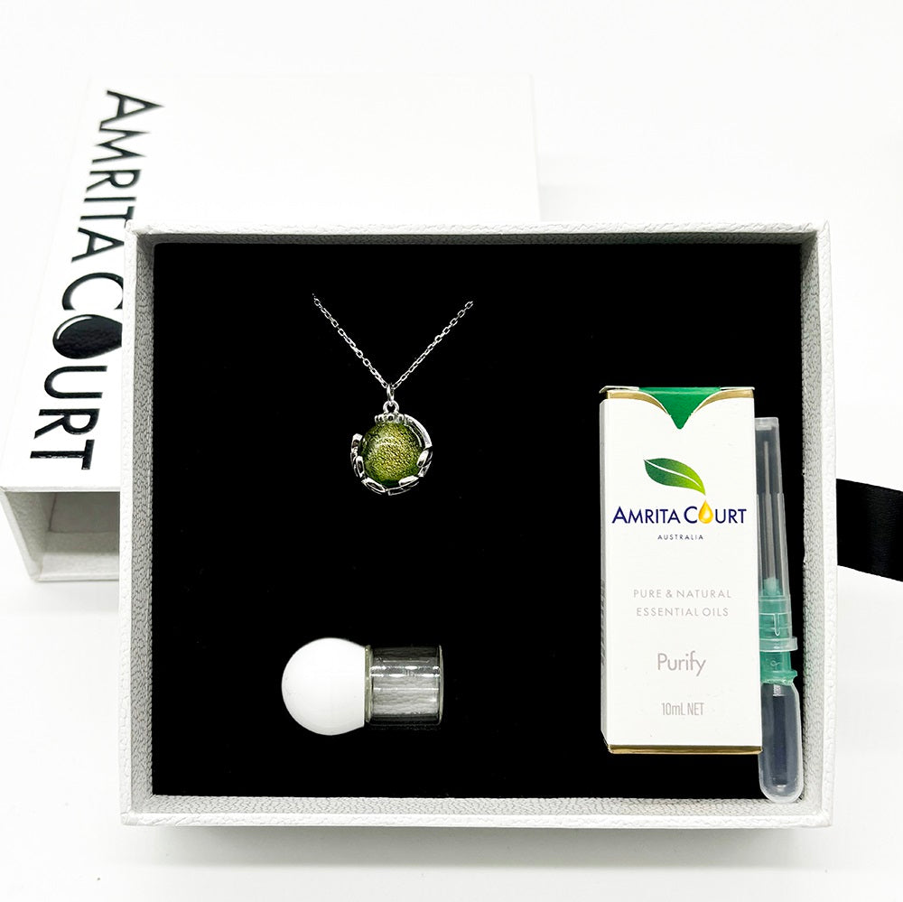 Planet Murano Aroma Necklace - Aurum Verdant | Energy & Healing | Diffuse on the go
